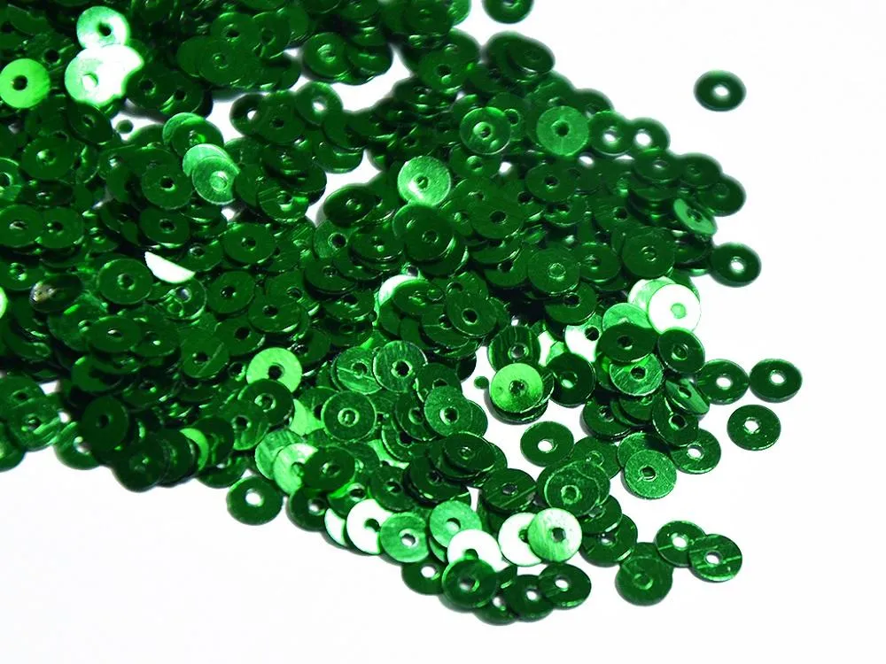 Dark Green Metallic Circular Plastic Sequins