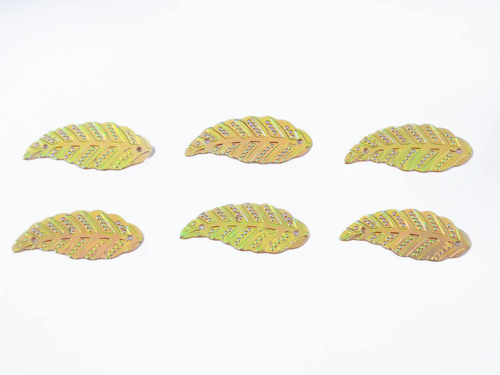 Golden Metallic Leaf Shaped Plastic Sequins
