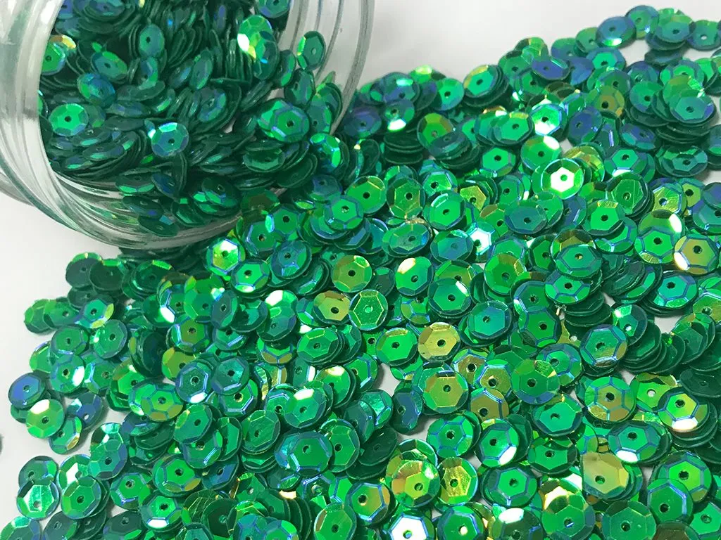 Green Metallic Round Circular Plastic Sequins