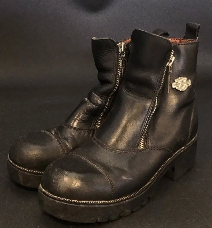 Harley-Davidson Women's 82016 Black Leather Biker Boots - Size 8