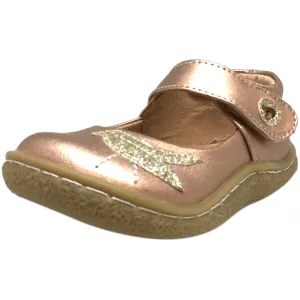 Livie & Luca Girl's Pio Pio Leather Shimmer Dove Hook and Loop Mary Jane Shoes Rose Gold