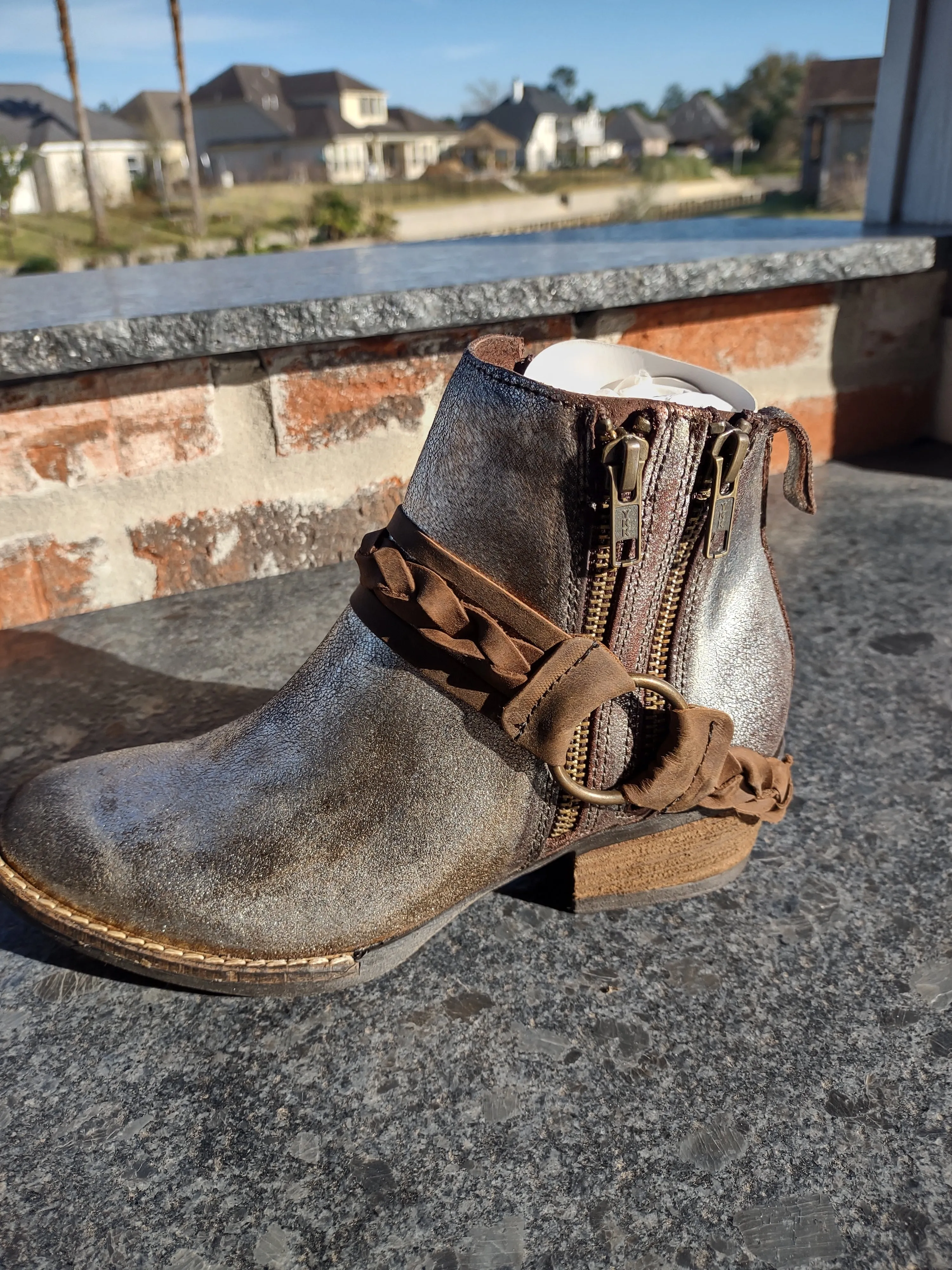Metallic Pewter Side Zip Bootie | Very Volatile | Yokel