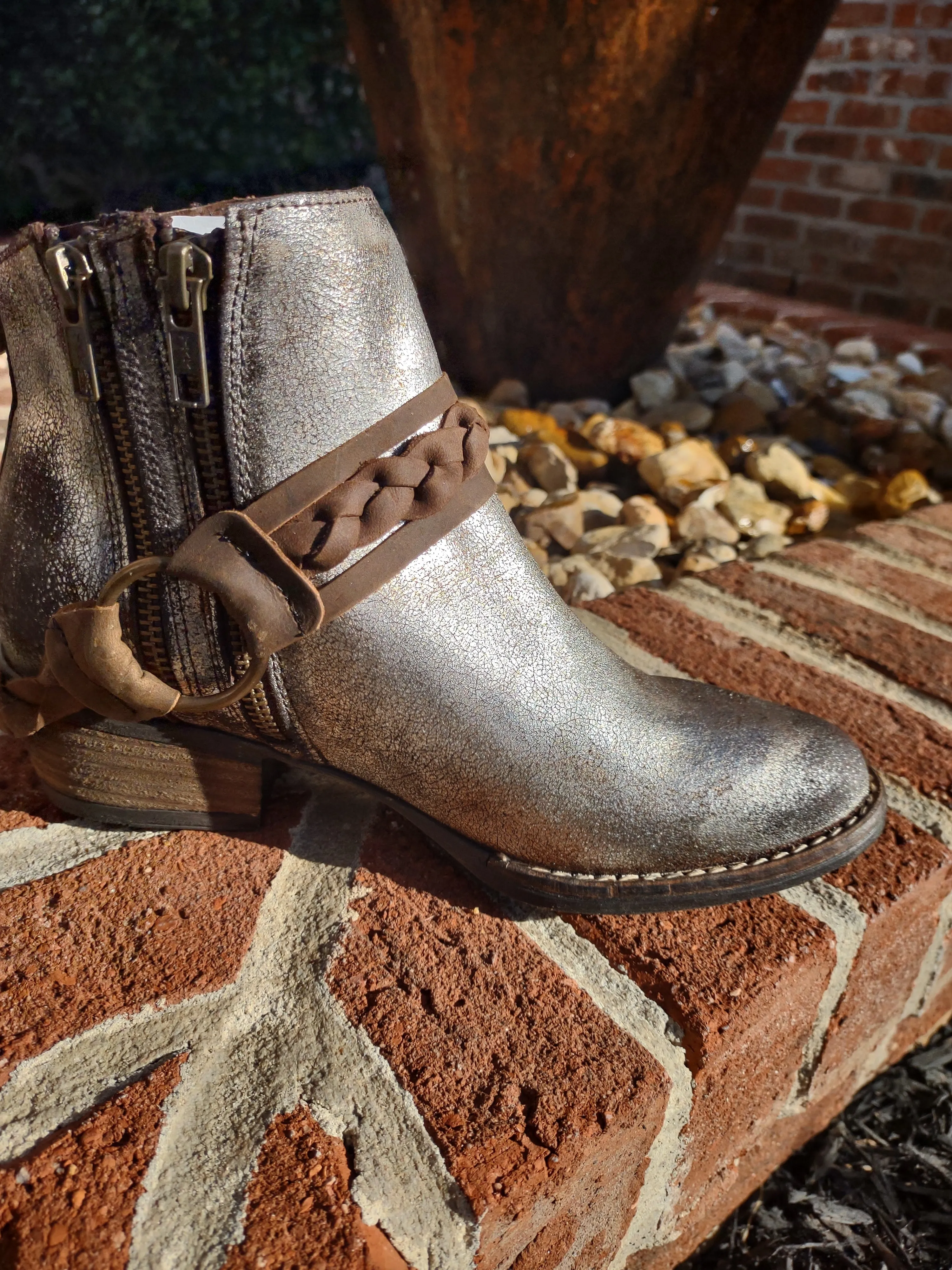 Metallic Pewter Side Zip Bootie | Very Volatile | Yokel