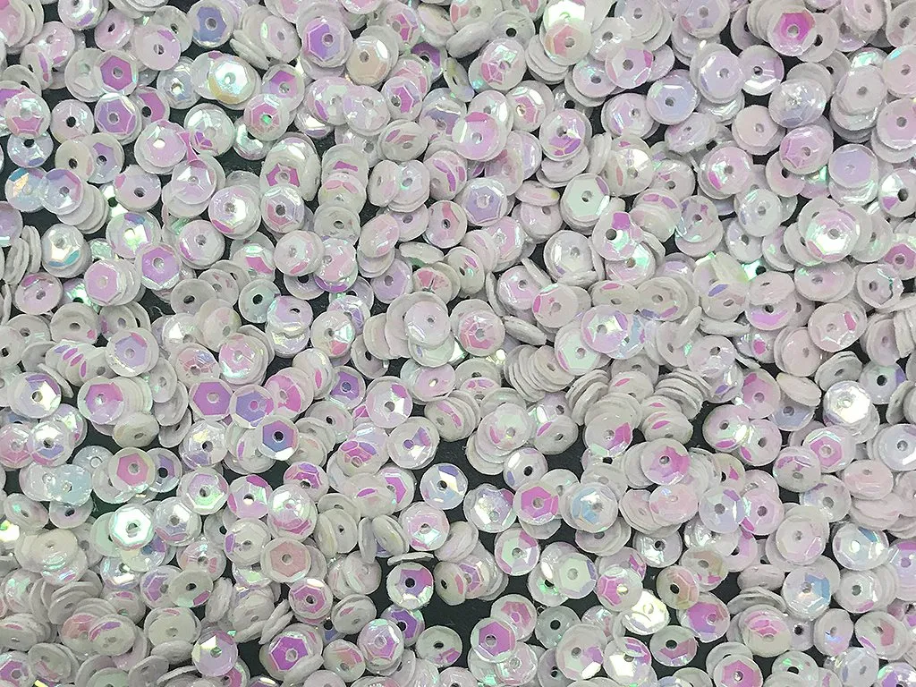 Off White Metallic Round Circular Plastic Sequins