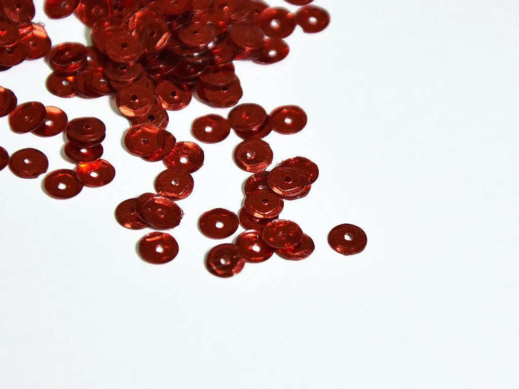 Red Metallic Round Circular Plastic Sequins