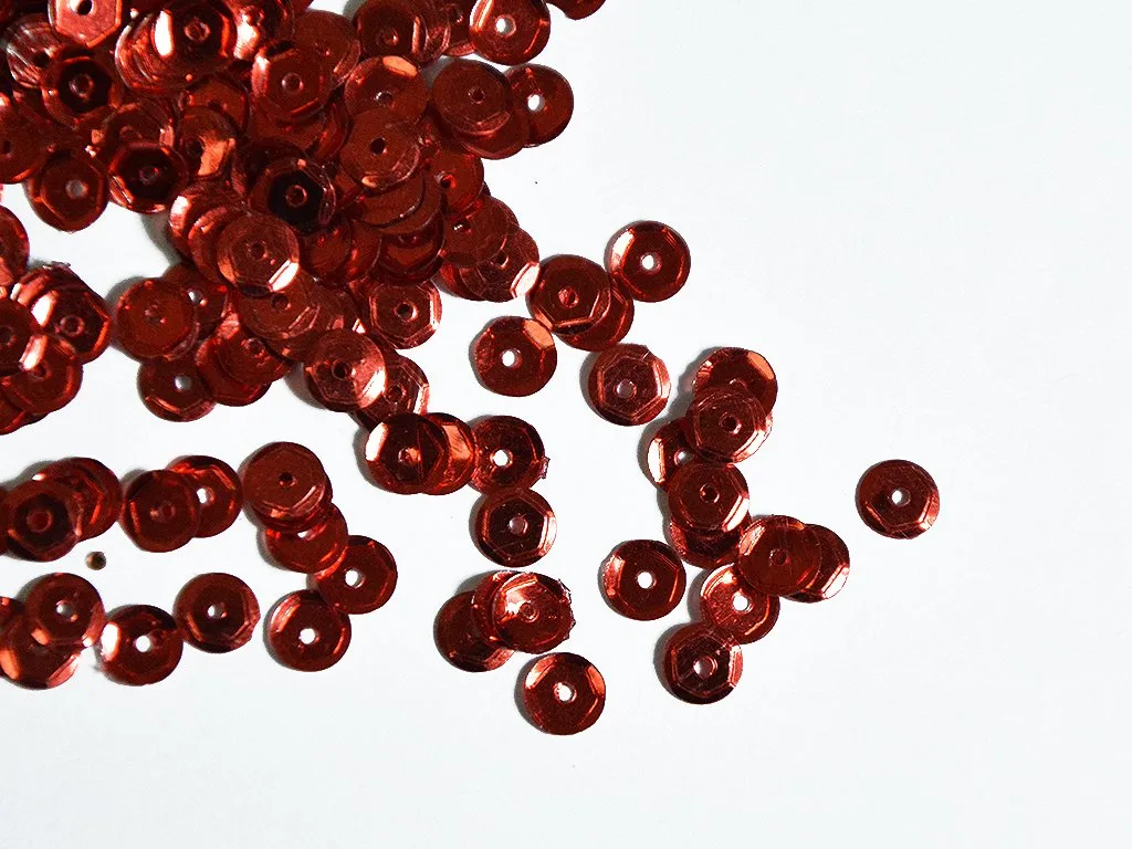 Red Metallic Round Circular Plastic Sequins