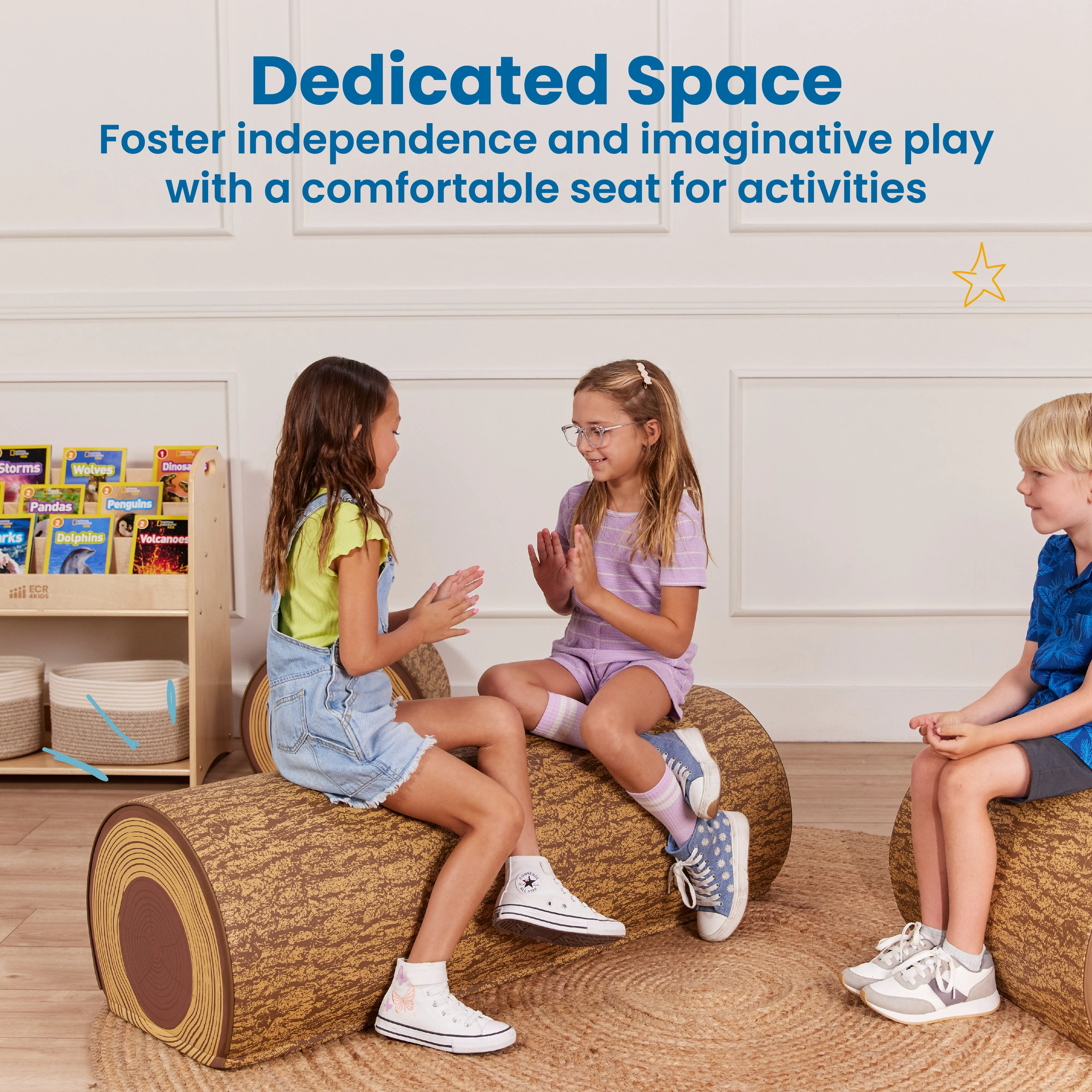 Tree Log Seat, 14in, Kids Bench