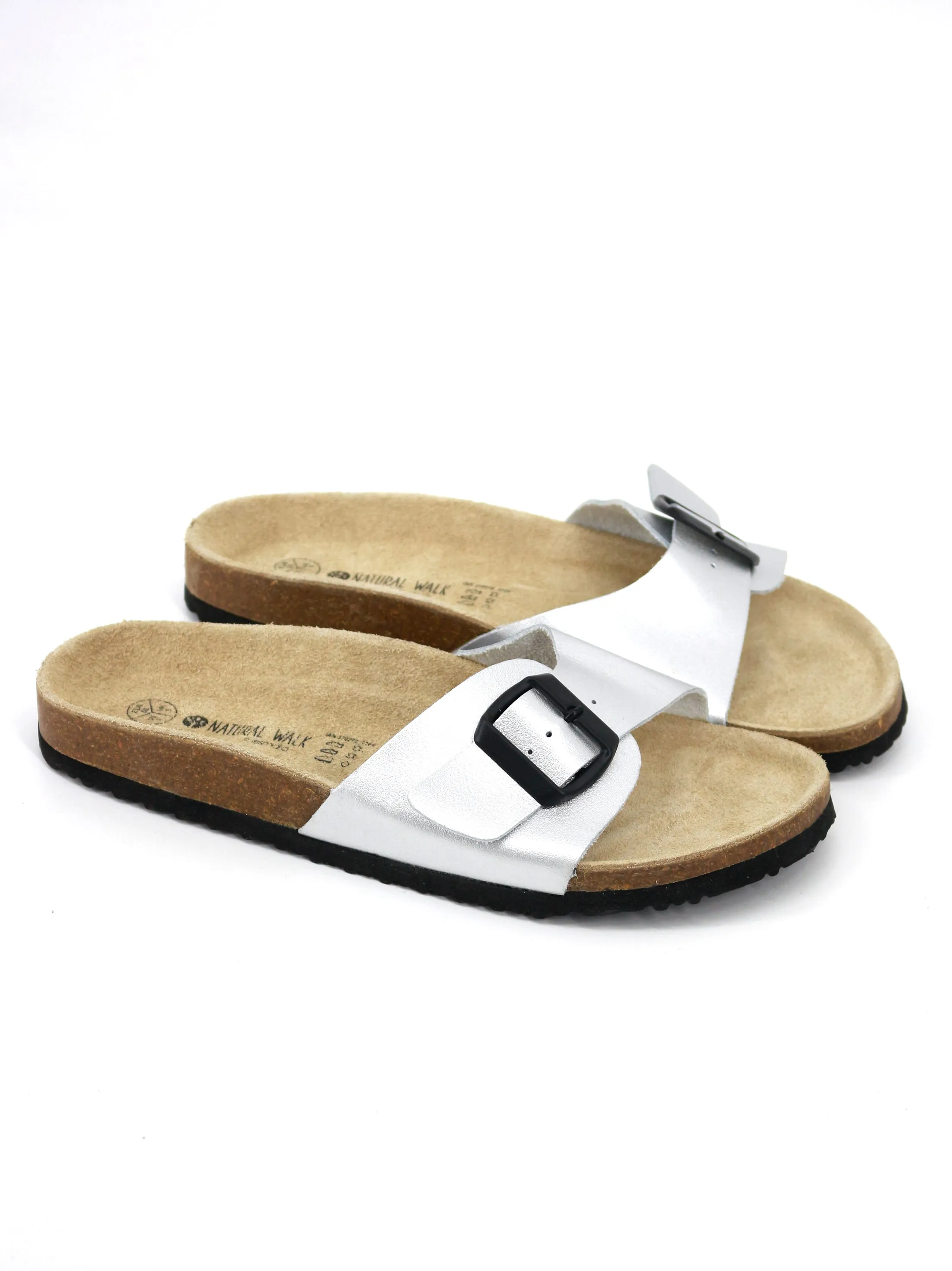 Women's Metallic Slide,Silver